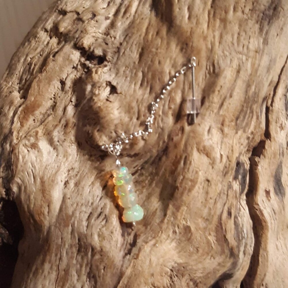 COPY - Single Sterling Silver Ethiopian Welo Opal Chain Threader Earring
